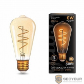 GAUSS 157802006 Светодиодная лампа LED Filament ST64 Flexible E27 6W Golden 360lm 2400К 1/10/40 