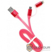 Cablexpert Кабель USB 2.0 CC-mAPUSB2pk1m, AM/microBM 5P - iPhone lightning, 1м, комбо кабель, алюминиевые разъемы, розовый, блистер