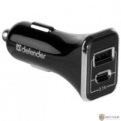Defender Автомобильный адаптер USB+Type-C, 5V/3.1А, кабель (UCC-33) (83835)