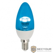 ECOLA C4CB30ELC candle   LED color  3,0W 220V E14  Blue Синяя (насыщенный цвет) прозрачная свеча искристая пирамида  98x36