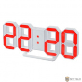 Perfeo LED часы-будильник &quot;LUMINOUS&quot;, белый корпус / красная подсветка (PF-663) 