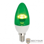 ECOLA C4CG30ELC candle   LED color  3,0W 220V E14  Green Зеленая (насыщенный цвет) прозрачная свеча искристая пирамида  98x36